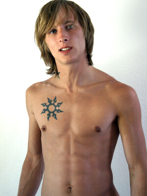 Blonde twink Skyler strips naked and shows off his cock by Next Door Twink by Next Door Twink image #1